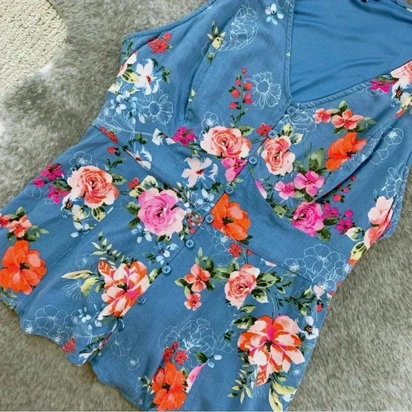 Torrid Floral Button Up Tie Waist Blouse - Picture 6 of 11